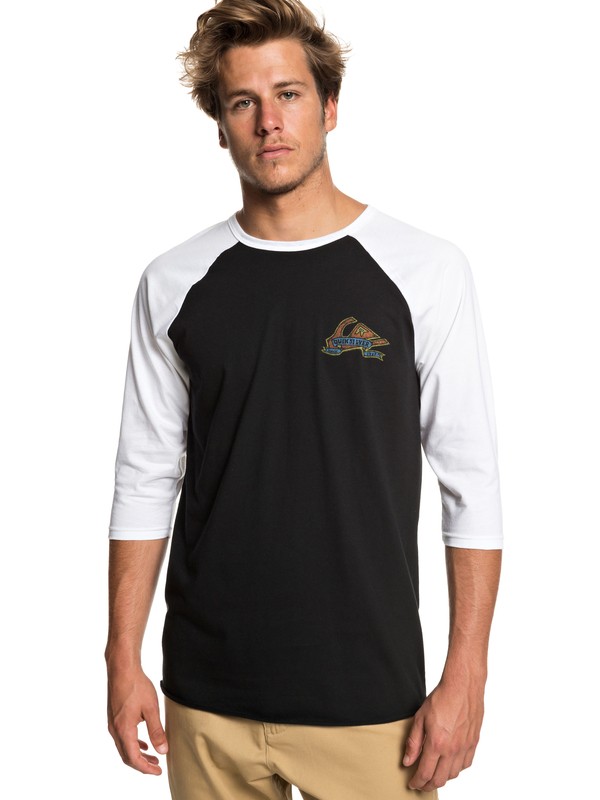 quiksilver, Tattered 3/4 Sleeve Tee, BLACK (kvj0) 0 Tattered 3/4 Sleeve Tee Black AQYZT05944 Quiksilver