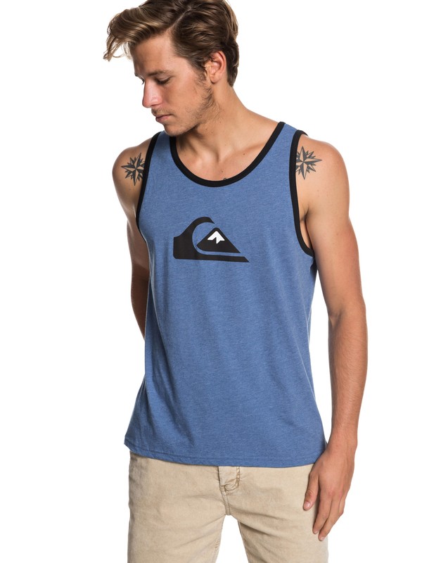 quiksilver, MW Logo Tank, BIJOU BLUE HEATHER (bngh) 0 MW Logo Tank Blue AQYZT05951 Quiksilver