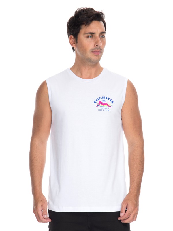 quiksilver, Camiseta Regata Fish and Chicks Quiksilver, WHITE (wht) 0 Camiseta Regata Fish and Chicks Quiksilver Branco BR61232002 Quiksilver
