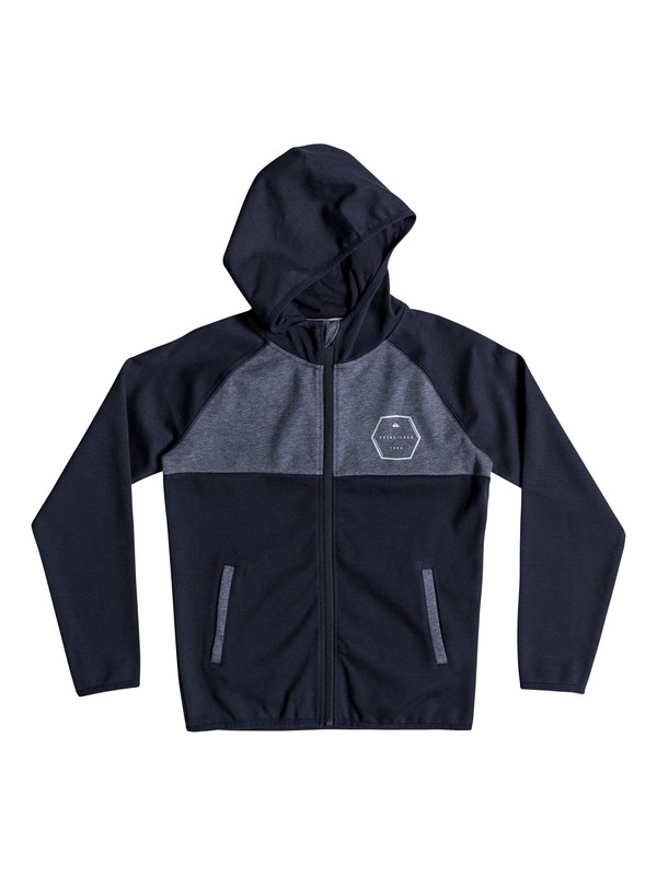 quiksilver, Izu Sula - Bonded Zip-Up Hoodie for Boys 8-16, NAVY BLAZER HEATHER (byjh) 0 Izu Sula - Bonded Zip-Up Hoodie for Boys 8-16 Blue EQBFT03452 Quiksilver