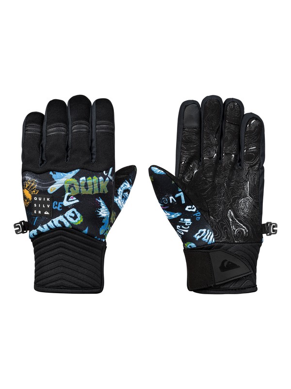 quiksilver, Boy's 8-16 Method Snowboard/Ski Gloves, DAPHNE BLUE_A DAY AT THE MOUNT (bqc5) 0 Boy's 8-16 Method Snowboard/Ski Gloves Blue EQBHN03022 Quiksilver