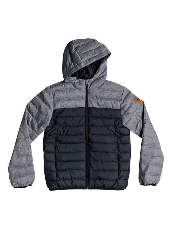 quiksilver, Scaly Mix - Water-Resistant Hooded Insulator Jacket for Boys 8-16, BLACK (kvj0) 0 Scaly Mix - Water-Resistant Hooded Insulator Jacket for Boys 8-16 Black EQBJK03156 Quiksilver