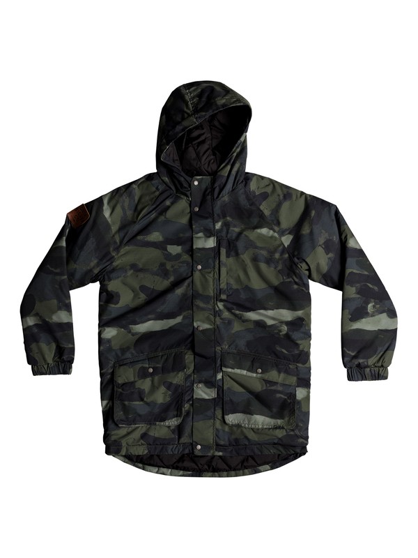 quiksilver, Mitake Smash - Water-Resistant Hooded Parka for Boys 8-16, FOUR LEAF CLOVER CAMO S318 (gph6) 0 Mitake Smash - Water-Resistant Hooded Parka for Boys 8-16 Green EQBJK03163 Quiksilver