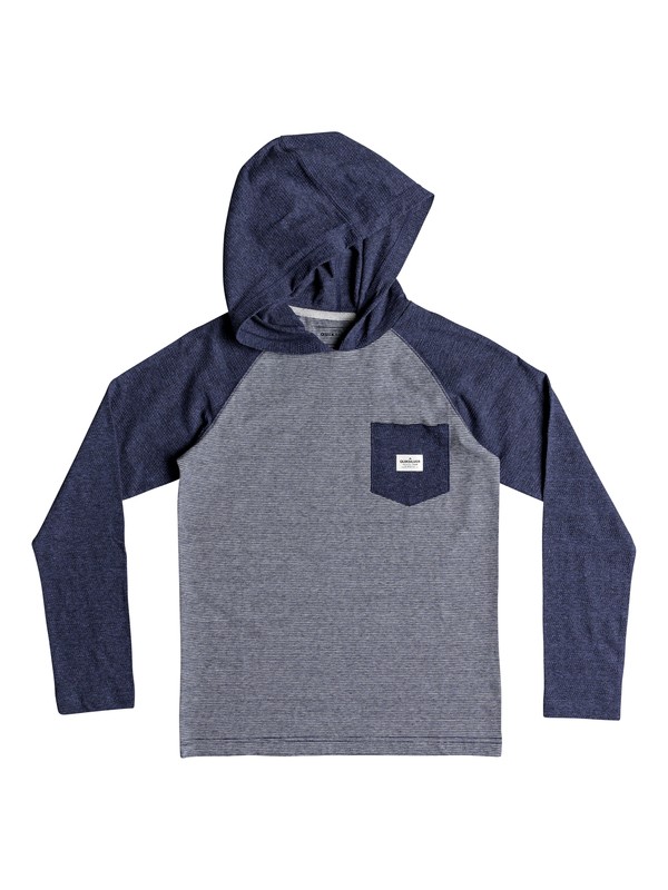 quiksilver, Boy's 8-16 Michi Long Sleeve Hooded Top, MEDIEVAL BLUE HEATHER (bteh) 0 Boy's 8-16 Michi Long Sleeve Hooded Top Blue EQBKT03204 Quiksilver