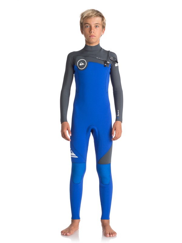 quiksilver, 4/3mm Syncro Series - Chest Zip GBS Wetsuit for Boys 8-16, HV ROYAL/ GUN METAL/ WHITE (xpkw) 0 4/3mm Syncro Series - Chest Zip GBS Wetsuit for Boys 8-16 Purple EQBW103021 Quiksilver