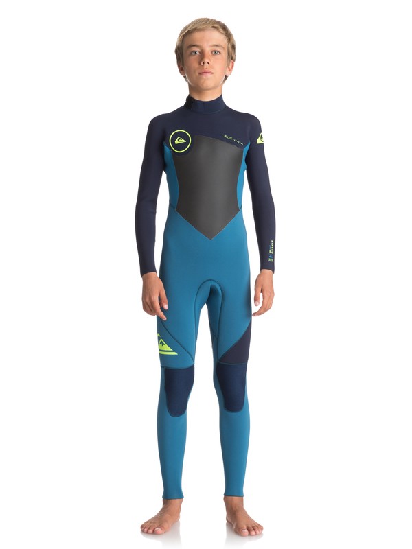 quiksilver, Boy's 8-16 3/2mm Syncro Series Back Zip GBS Wetsuit, MARINA/ BLUE NIGHTS/ SAFETY YE (xbbg) 0 Boy's 8-16 3/2mm Syncro Series Back Zip GBS Wetsuit Blue EQBW103023 Quiksilver