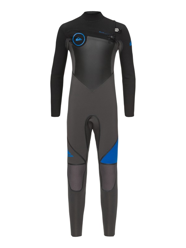 quiksilver, Boy's 8-16 3/2mm Syncro Plus Chest Zip Wetsuit, BLACK/JET BLACK/DEEP CYANINE (xkbc) 0 Boy's 8-16 3/2mm Syncro Plus Chest Zip Wetsuit EQBW103026 Quiksilver