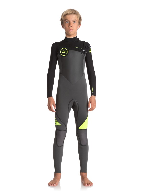 quiksilver, 4/3mm Syncro Plus - Chest Zip Wetsuit, JET BLACK/ BLACK/ SAFETY YELLO (xkkg) 0 4/3mm Syncro Plus - Chest Zip Wetsuit Black EQBW103029 Quiksilver