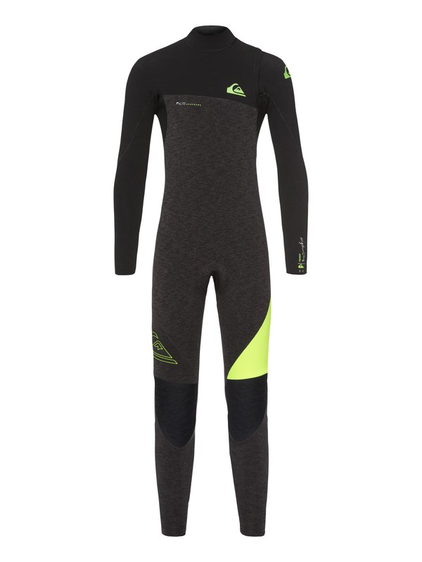 quiksilver, 3/2mm Highline Series - Zipperless Wetsuit, BLACK HEATHER/SAFETY YELLOW (xccy) 0 3/2mm Highline Series - Zipperless Wetsuit Brown EQBW103036 Quiksilver