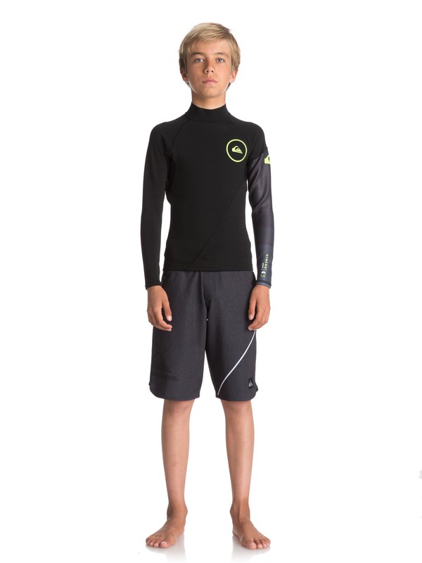 quiksilver, 1mm Syncro Series - Top de surf à manches longues néoprène pour Garçon 8-16 ans, GUN METAL/ SAFETY YELLOW (xkkg) 0 1mm Syncro Series - Top de surf à manches longues néoprène pour Garçon 8-16 ans Noir EQBW803003 Quiksilver