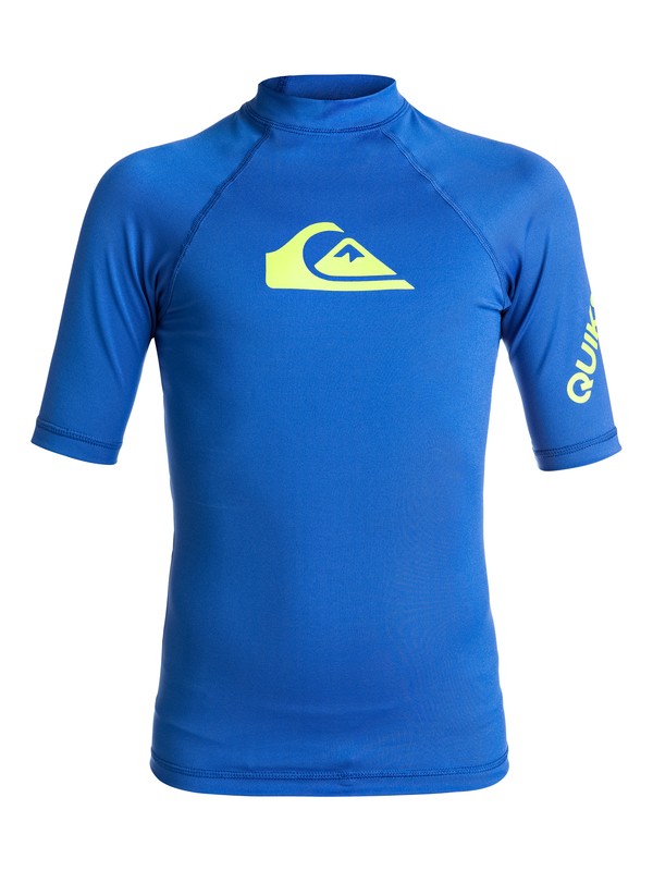 quiksilver, Boy's 8-16 All Time Short Sleeve UPF 50 Rashguard, TURKISH SEA (bqs0) 0 Boy's 8-16 All Time Short Sleeve UPF 50 Rashguard Blue EQBWR03006 Quiksilver