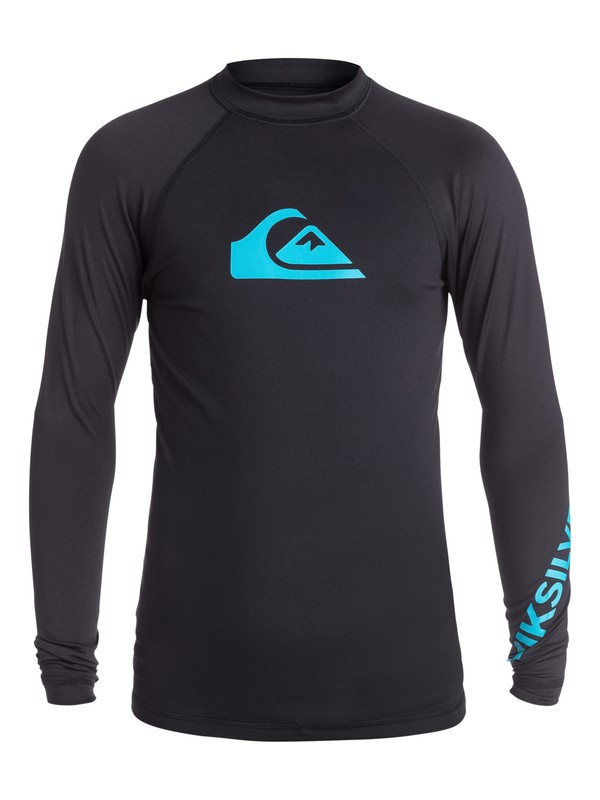 quiksilver, Boy's 8-16 All Time Long Sleeve Rashguard, BLACK (kvd0) 0 Boy's 8-16 All Time Long Sleeve Rashguard Black EQBWR03007 Quiksilver
