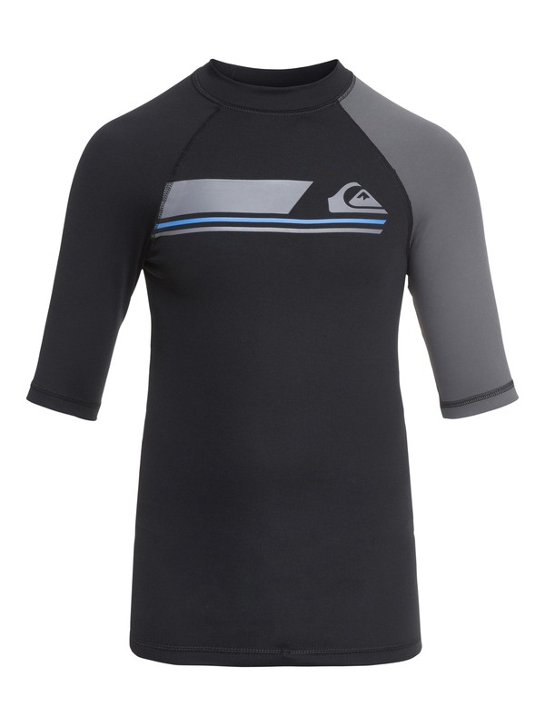 quiksilver, Active - Short Sleeve UPF 50 Rash Vest for Boys 8-16, BLACK/ IRON GATE (xkkk) 0 Active - Short Sleeve UPF 50 Rash Vest for Boys 8-16 Black EQBWR03036 Quiksilver
