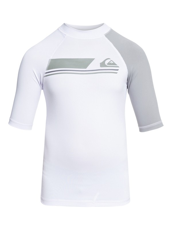 quiksilver, Active - Short Sleeve UPF 50 Rash Vest for Boys 8-16, WHITE/SLEET (xwws) 0 Active - Short Sleeve UPF 50 Rash Vest for Boys 8-16 White EQBWR03036 Quiksilver
