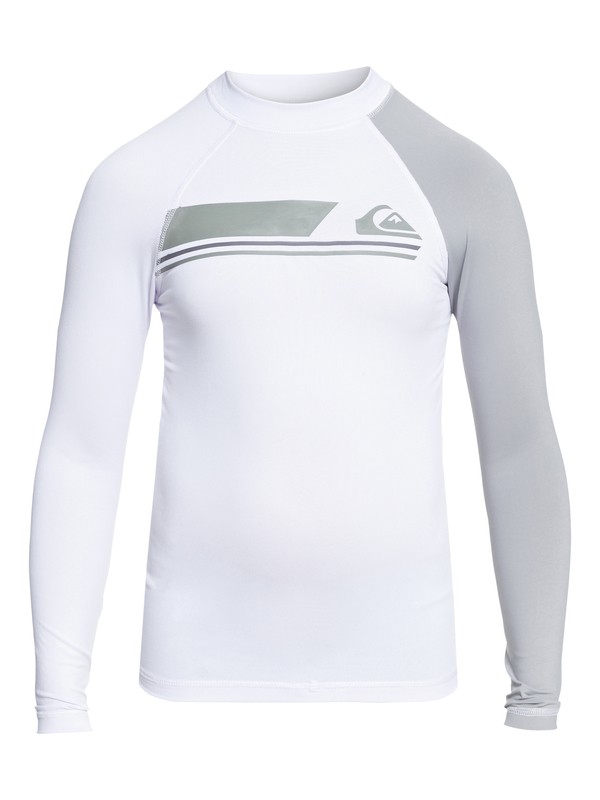 quiksilver, Boy's 8-16 Active Long Sleeve UPF 50 Rashguard, WHITE/SLEET (xwws) 0 Boy's 8-16 Active Long Sleeve UPF 50 Rashguard White EQBWR03037 Quiksilver
