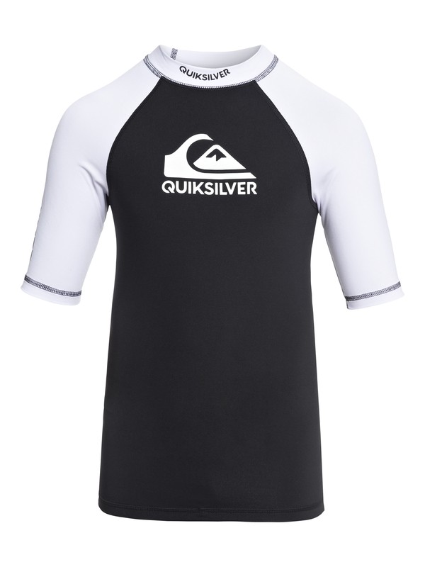 quiksilver, On Tour - Short Sleeve UPF 50 Rash Vest for Boys 8-16, BLACK (kvj0) 0 On Tour - Short Sleeve UPF 50 Rash Vest for Boys 8-16 Black EQBWR03039 Quiksilver