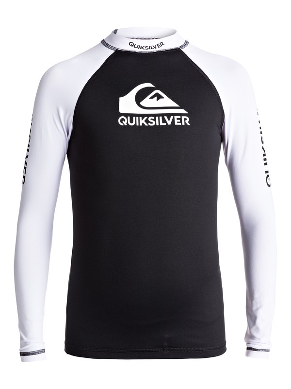 quiksilver, On Tours - Long Sleeve UPF 50 Rash Vest for Boys 8-16, BLACK (kvj0) 0 On Tours - Long Sleeve UPF 50 Rash Vest for Boys 8-16 Black EQBWR03040 Quiksilver
