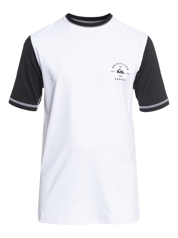 quiksilver, Colour Blocked - Amphibian UPF 50 Surf T-Shirt, WHITE (wbb0) 0 Colour Blocked - Amphibian UPF 50 Surf T-Shirt White EQBWR03046 Quiksilver