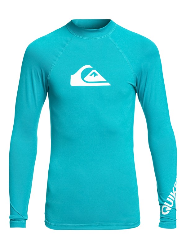 quiksilver, Boy's 8-16 All Time Long Sleeve UPF 50 Rash Guard, TYPHOON (bny0) 0 Boy's 8-16 All Time Long Sleeve UPF 50 Rash Guard Blue EQBWR03047 Quiksilver
