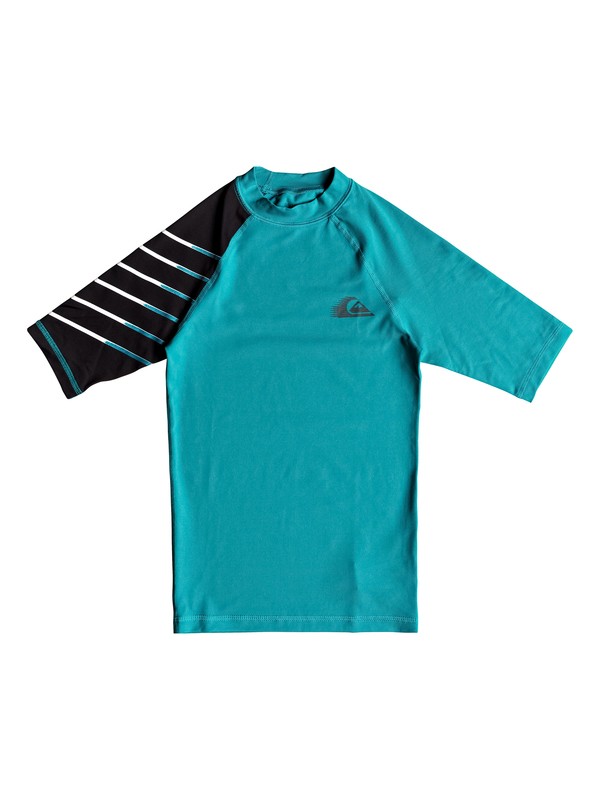 quiksilver, Boy's 8-16 Active Short Sleeve UPF 50 Rash guard, TYPHOON (bny0) 0 Boy's 8-16 Active Short Sleeve UPF 50 Rash guard Blue EQBWR03058 Quiksilver
