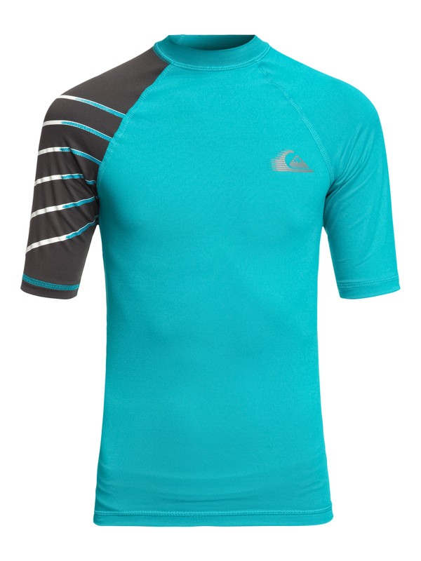 quiksilver, Boy's 8-16 Active Short Sleeve UPF 50 Rash guard, TYPHOON (bny0) 0 Boy's 8-16 Active Short Sleeve UPF 50 Rash guard Blue EQBWR03058 Quiksilver