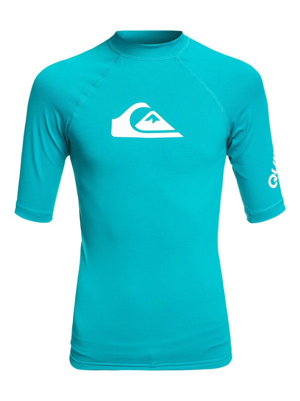 quiksilver, Boy's 8-16 All Time Short Sleeve UPF 50 Rash Guard, TYPHOON (bny0) 0 Boy's 8-16 All Time Short Sleeve UPF 50 Rash Guard Blue EQBWR03060 Quiksilver