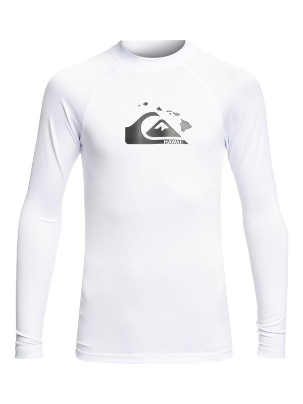 quiksilver, Boy's 8-16 Island Chains Long Sleeve UPF 50 Rash Guard, WHITE (wbb0) 0 Boy's 8-16 Island Chains Long Sleeve UPF 50 Rash Guard White EQBWR03065 Quiksilver