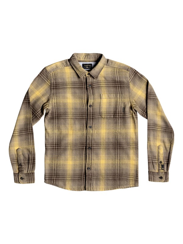 quiksilver, Boy's 8-16 Fatherfly Long Sleeve Shirt, CHOCOLATE BROWN FATHERFLY CHEC (csd1) 0 Boy's 8-16 Fatherfly Long Sleeve Shirt Brown EQBWT03225 Quiksilver