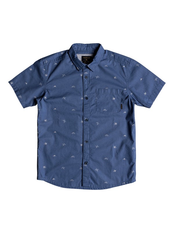 quiksilver, Boy's 8-16 Fuji Short Sleeve Shirt, BIJOU BLUE FUJI MINI MO (bng6) 0 Boy's 8-16 Fuji Short Sleeve Shirt Blue EQBWT03228 Quiksilver