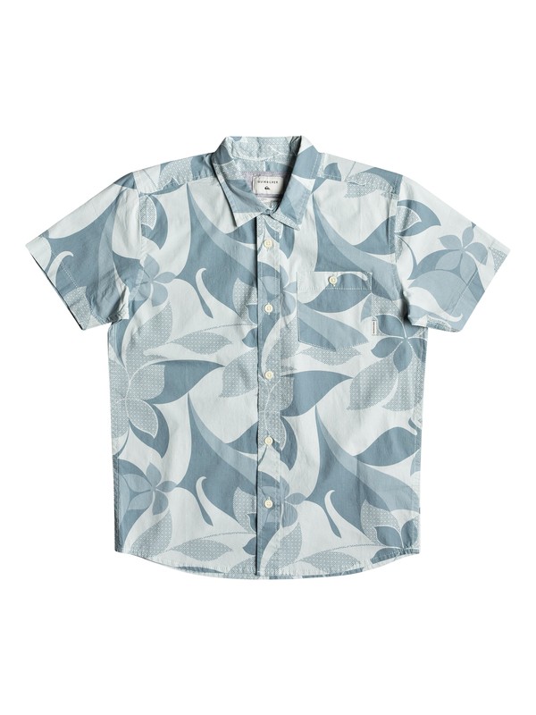 quiksilver, Boy's 8-16 Bathursts Bats Short Sleeve Shirt, STORMY SEA SEVENTIES (blh6) 0 Boy's 8-16 Bathursts Bats Short Sleeve Shirt Blue EQBWT03244 Quiksilver