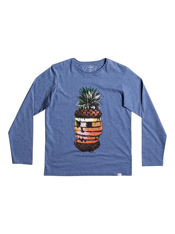 quiksilver, Classic Hot Pineapple - Long Sleeve T-Shirt for Boys 8-16, TURKISH SEA HEATHER (bqsh) 0 Classic Hot Pineapple - Long Sleeve T-Shirt for Boys 8-16 Blue EQBZT03574 Quiksilver