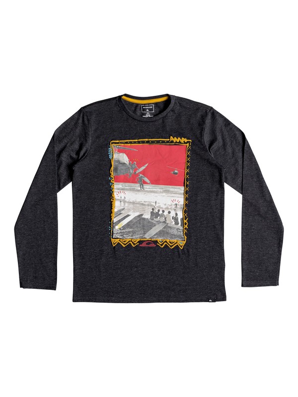 quiksilver, D- Day - Long Sleeve T-Shirt for Boys 8-16, DARK GREY HEATHER (krph) 0 D- Day - Long Sleeve T-Shirt for Boys 8-16 Black EQBZT03807 Quiksilver