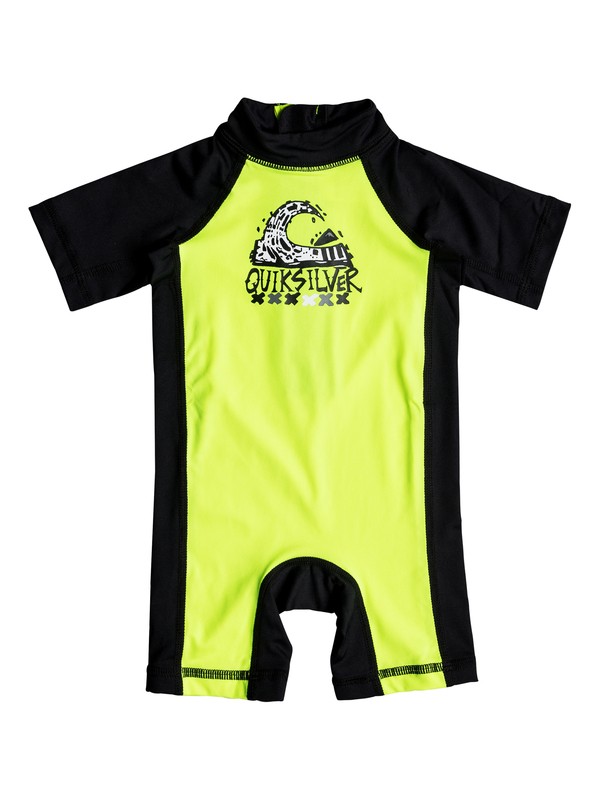quiksilver, Baby Bubble Short Sleeve UPF 50 Rashguard, SAFTEY YELLOW/BLACK (xggk) 0 Baby Bubble Short Sleeve UPF 50 Rashguard Green EQIWR03011 Quiksilver