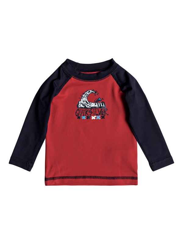 quiksilver, Bubble Dream - Long Sleeve UPF 50 Rash Vest, RACING RED/ NAVY BLAZER (xrrb) 0 Bubble Dream - Long Sleeve UPF 50 Rash Vest Red EQIWR03013 Quiksilver