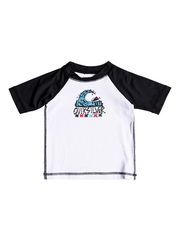 quiksilver, Bubble Dream - Short Sleeve UPF 50 Rash Vest for Baby Boys, WHITE/BLACK (xwwk) 0 Bubble Dream - Short Sleeve UPF 50 Rash Vest for Baby Boys White EQIWR03014 Quiksilver