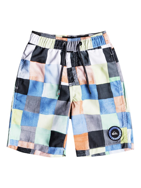 quiksilver, Boys 2 - 7 Resin Check 14" Volley Boardshorts, WHITE (wbb6) 0 Boys 2 - 7 Resin Check 14" Volley Boardshorts White EQKJV03045 Quiksilver