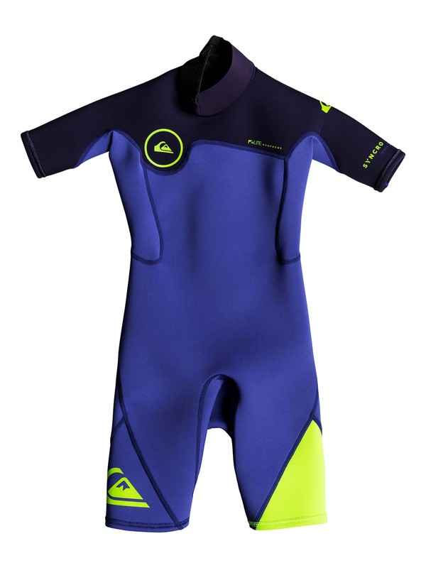 quiksilver, Boy's 2-7 2/2mm Syncro Series Short Sleeve Back Zip FLT Springsuit, NITE BLUE/BLUE RIBBON (xbbb) 0 Boy's 2-7 2/2mm Syncro Series Short Sleeve Back Zip FLT Springsuit Blue EQKW503000 Quiksilver