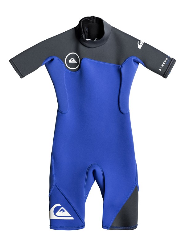 quiksilver, Boy's 2-7 2/2mm Syncro Series Short Sleeve Back Zip FLT Springsuit, HV ROYAL/ GUN METAL/ WHITE (xpkw) 0 Boy's 2-7 2/2mm Syncro Series Short Sleeve Back Zip FLT Springsuit Purple EQKW503000 Quiksilver