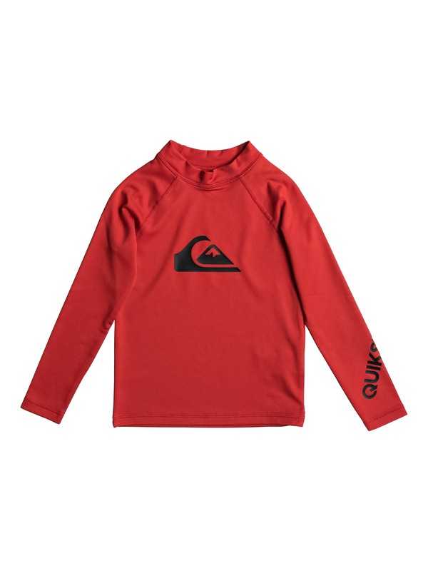 quiksilver, Boy's 2-7 All Time Long Sleeve UPF 50 Rashguard, QUIK RED (rqr0) 0 Boy's 2-7 All Time Long Sleeve UPF 50 Rashguard Red EQKWR03020 Quiksilver