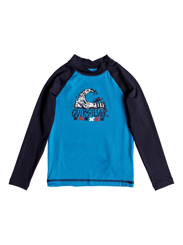 quiksilver, Bubble Dream - Long Sleeve UPF 50 Rash Vest for Boys 2-7, BLUE DANUBE/ NAVY BLAZER (xbkb) 0 Bubble Dream - Long Sleeve UPF 50 Rash Vest for Boys 2-7 Blue EQKWR03023 Quiksilver