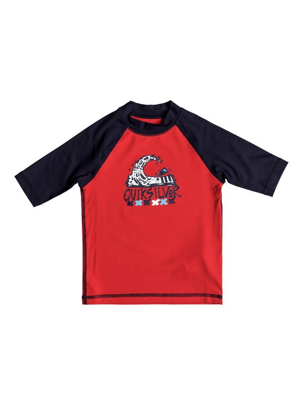 quiksilver, Boys 2 - 7 Bubble Dream Short Sleeve UPF 50 Rashguard, RACING RED/ NAVY BLAZER (xrrb) 0 Boys 2 - 7 Bubble Dream Short Sleeve UPF 50 Rashguard Red EQKWR03024 Quiksilver