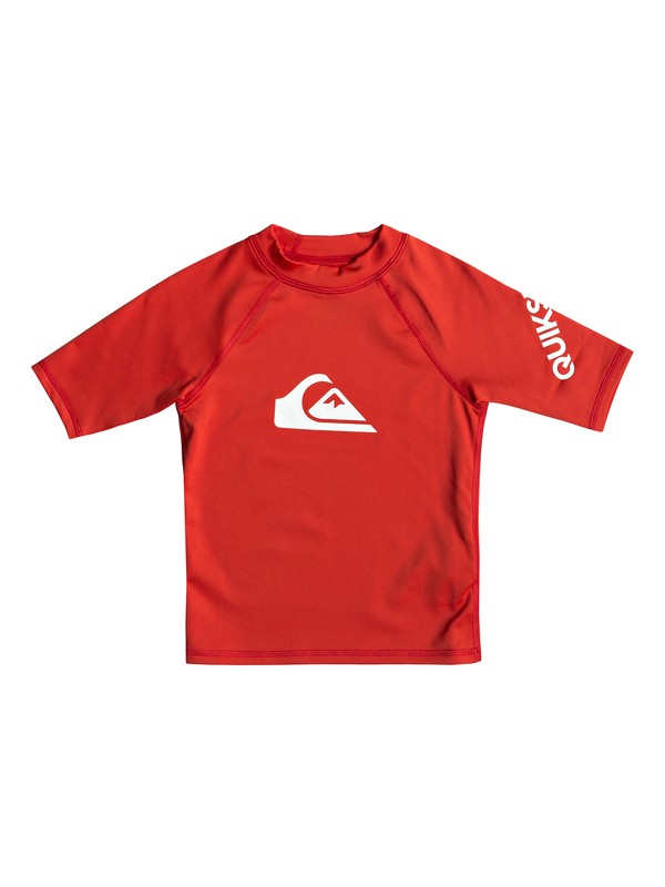 quiksilver, Boy's 2-7 All Time Short Sleeve UPF 50 Rashguard, HIGH RISK RED (rqc0) 0 Boy's 2-7 All Time Short Sleeve UPF 50 Rashguard Red EQKWR03049 Quiksilver