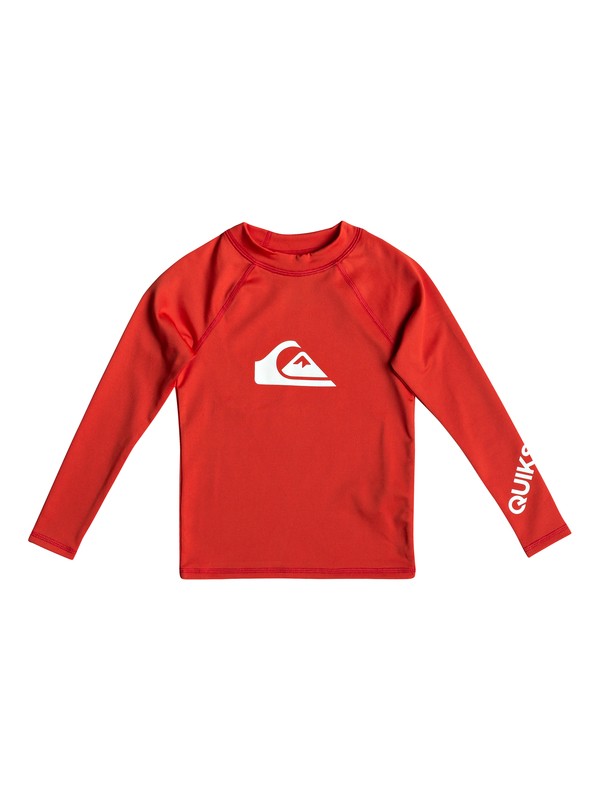 quiksilver, Boy's 2-7 All Time Long Sleeve UPF 50 Rashguard, HIGH RISK RED (rqc0) 0 Boy's 2-7 All Time Long Sleeve UPF 50 Rashguard Red EQKWR03050 Quiksilver