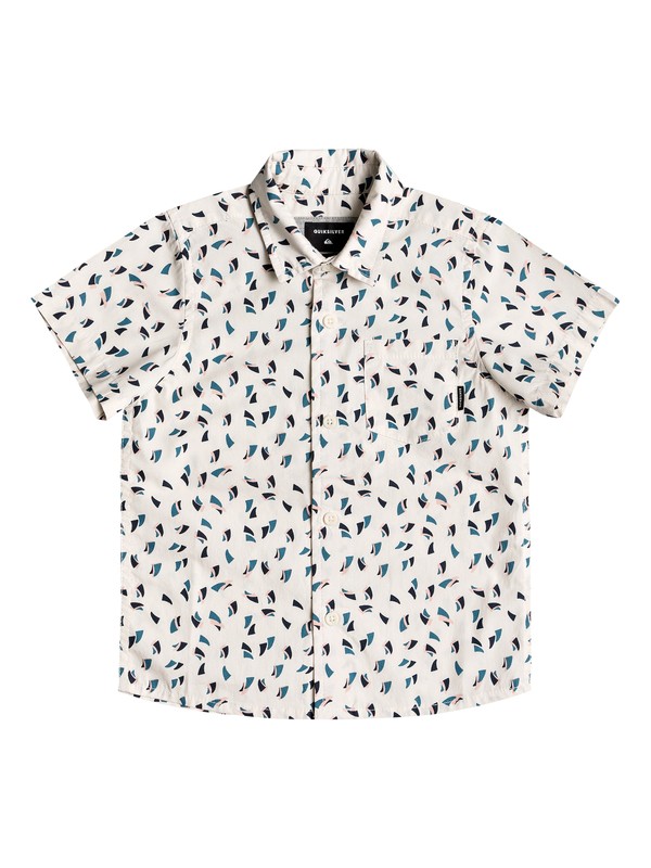 quiksilver, Boy's 2-7 Akan Waters Short Sleeve Shirt, BIRCH MECHANICAL DITSY (wdw6) 0 Boy's 2-7 Akan Waters Short Sleeve Shirt White EQKWT03139 Quiksilver