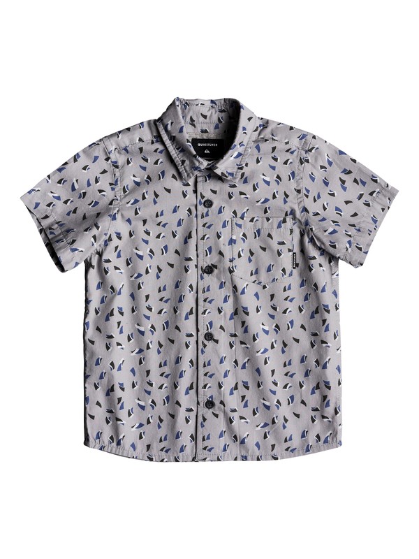 quiksilver, Boy's 2-7 Akan Waters Short Sleeve Shirt, SLEET MECHANICAL DITSY (szp6) 0 Boy's 2-7 Akan Waters Short Sleeve Shirt Grey EQKWT03139 Quiksilver