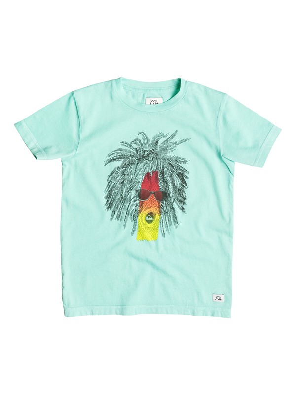 quiksilver, Garment Dye Rasta Palm - T-shirt, ARUBA BLUE (bfk0) 0 Garment Dye Rasta Palm - T-shirt EQKZT03055 Quiksilver