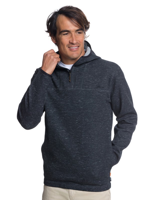 quiksilver, Waterman Trip Tech Technical Half Zip Hoodie, CHARCOAL HEATHER (ktah) 0 Waterman Trip Tech Technical Half Zip Hoodie Black EQMFT03022 Quiksilver