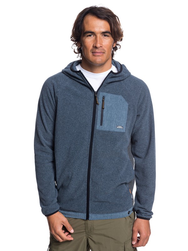 quiksilver, Waterman Bigger Boat Zip Up Bonded Hoodie, ORION BLUE HEATHER (brgh) 0 Waterman Bigger Boat Zip Up Bonded Hoodie Blue EQMFT03026 Quiksilver