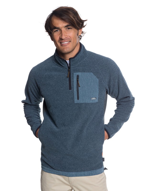 quiksilver, Waterman Bigger Boat Half Zip Bonded Sweatshirt, ORION BLUE HEATHER (brgh) 0 Waterman Bigger Boat Half Zip Bonded Sweatshirt Blue EQMFT03027 Quiksilver