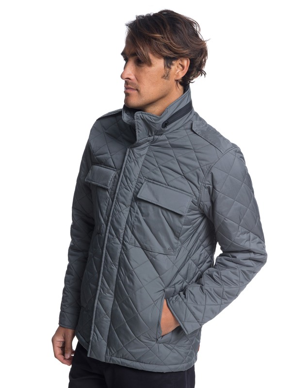 quiksilver, Waterman Last Out - Water-Resistant Hooded Field Jacket for Men, DARK SHADOW (krp0) 0 Waterman Last Out - Water-Resistant Hooded Field Jacket for Men Black EQMJK03014 Quiksilver